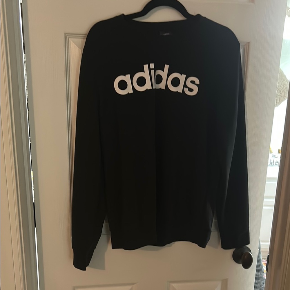 Adidas Black Crewneck Sweater Athletic Style